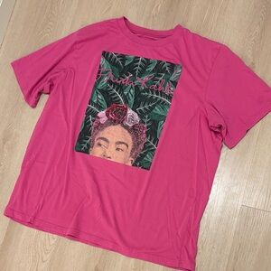 2X Pink Frida Kahlo Short Sleeve T-Shirt
